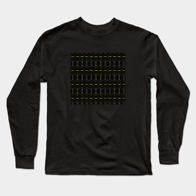 Black & Gold Stitch Pattern Long Sleeve T-Shirt by ArtistsQuest